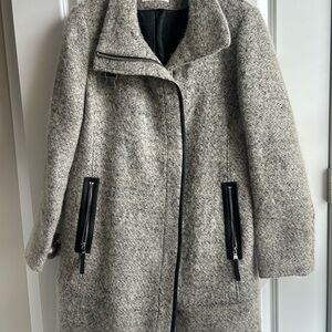 Calvin Klein Grey Wool Blend Zip Coat | Chic Minimalist Jacket